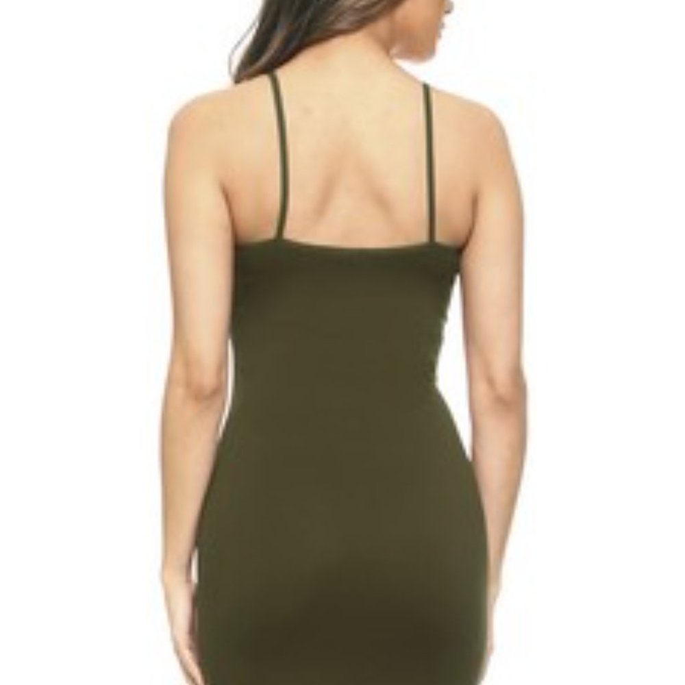 Seamless Long Cami or Dress, One Size, Dark Olive - Picture 3 of 4